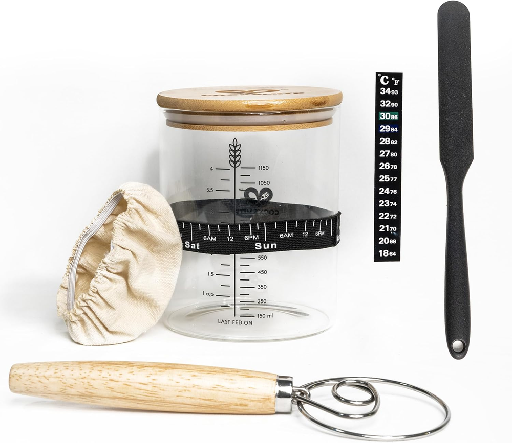 Large Sourdough Starter Kit 50Oz Wide Mouth Glass Jar Bread Baking Kit For