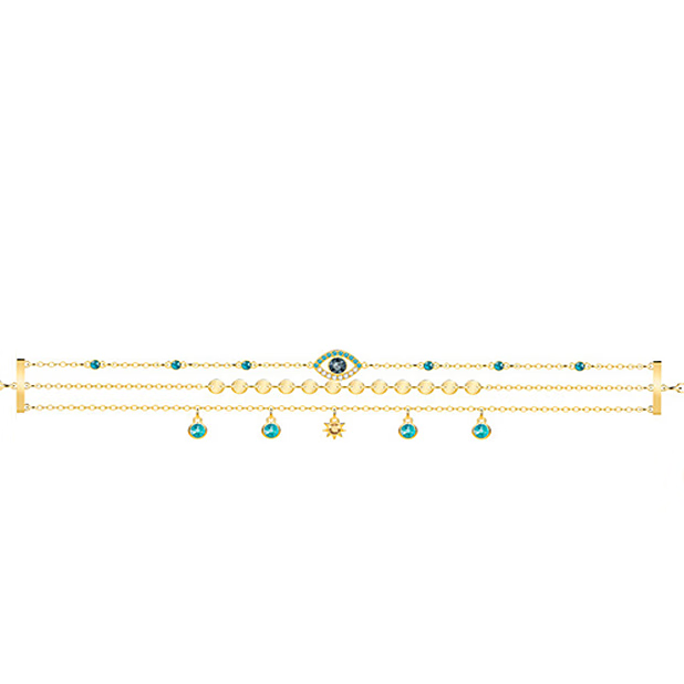 New In Gift Box SWAR0VSKI Symbolica Bracelet, Evil Eye ,Gold Tone