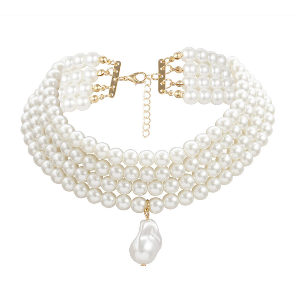 Wedding Neck Jewelry Accessories Pearl Necklace Set Pearl Drop Necklace
