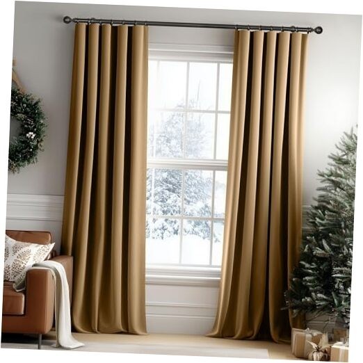Golden Brown Velvet Curtains 96 Inches Long 52