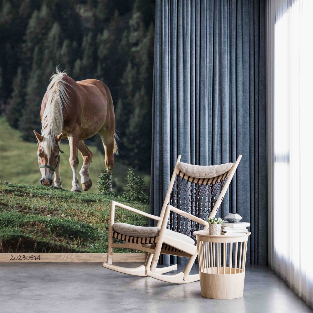 3D Forest Meadow Horse Landscape Wall Murals Wallpaper Murals Wall Sticker