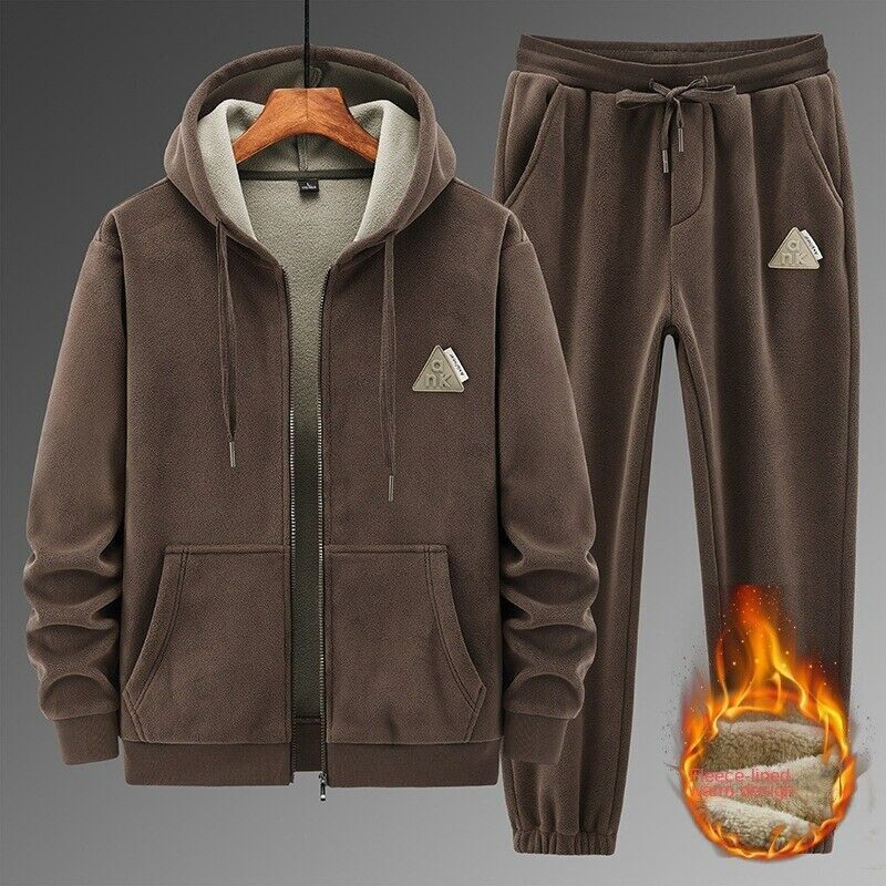 Men's Winter Fleece Tracksuit Set - Thermal Sportswear for Cold Weather