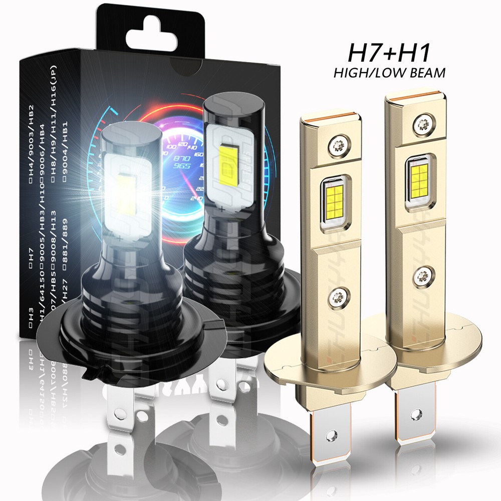 4PCS H7 H1 LED Headlight High Low Beam Bulbs Kit Super Bright Cool White 6000K