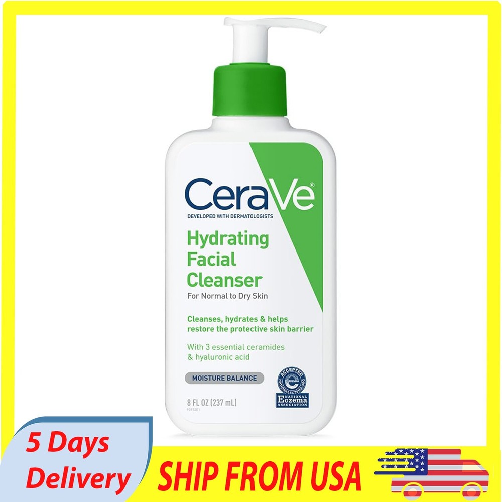 CeraVe Hydrating Facial Cleanser for Dry Skin, 8 Fl Oz Moisturizing Face Wash