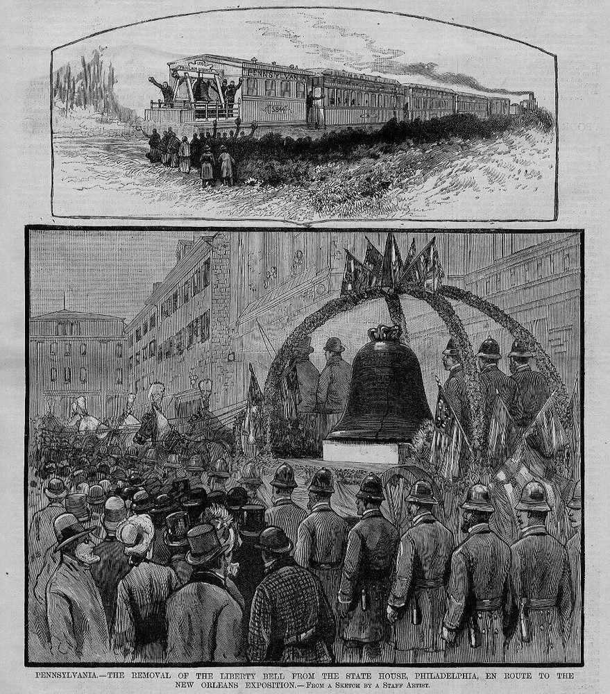 LIBERTY BELL REMOVAL FROM THE STATE HOUSE EN ROUTE TO NEW ORLEANS EXPOSITION
