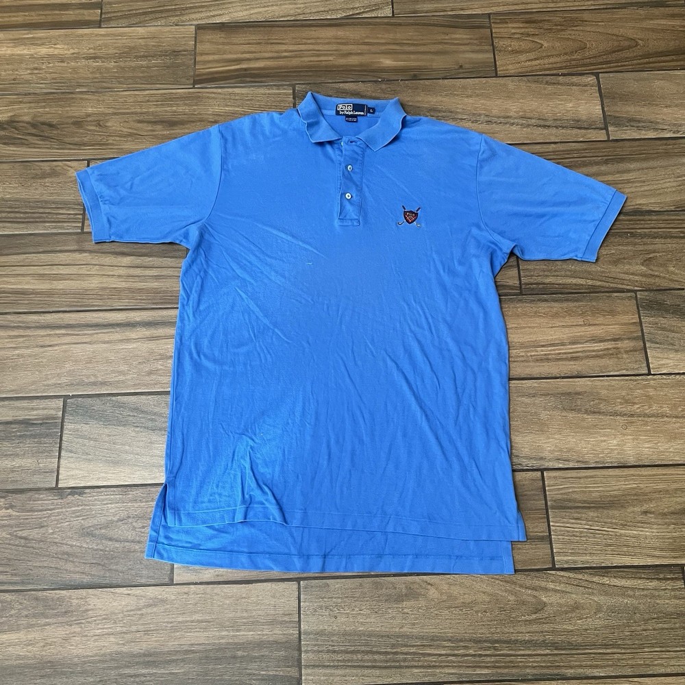 Polo Ralph Lauren Golf Crest Polo Shirt Mens Large Blue Short Sleeve Cotton