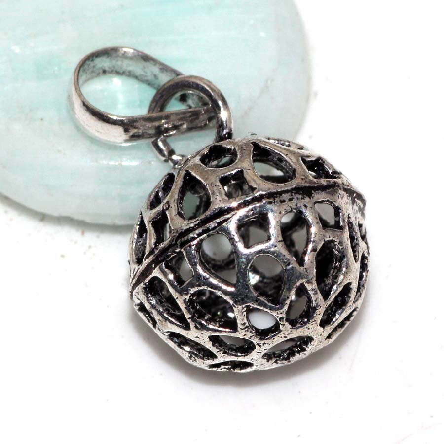 Vintage Bell 925 Silver Plated Handmade Round Pendant 1.1