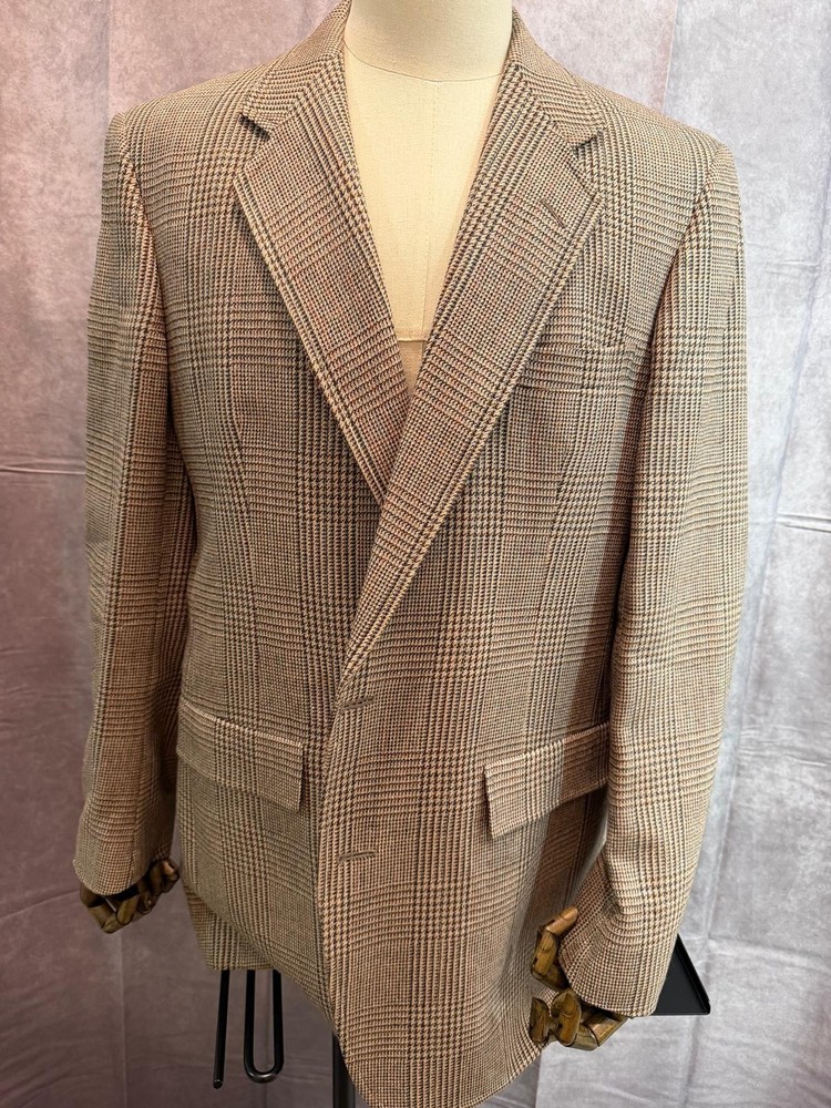 Hart Schaffner Marx Mens 42R Jacket Blazer Sport Coat Brown Plaid EUC