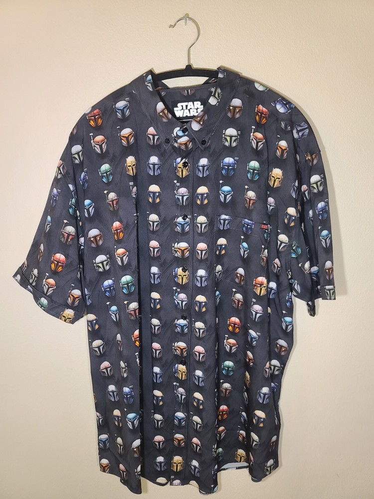 Mens Shirt Collar Star Wars Mandalorian Branded Shrt Sleeve Button 2XL MLTcolor