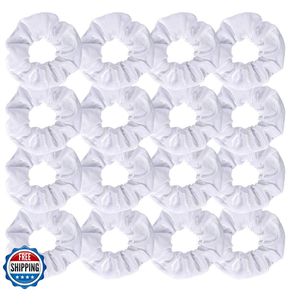 Semato 16 Pack White Velvet Scrunchies Hair Ties Ponytail Holders