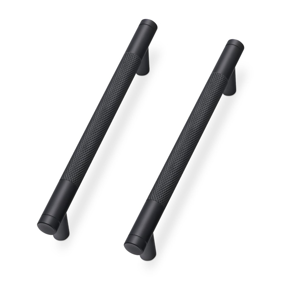 30 Pack Matte Black Cabinet Pulls knurled 5 Inch Hole Centers Kitchen Cabinet...