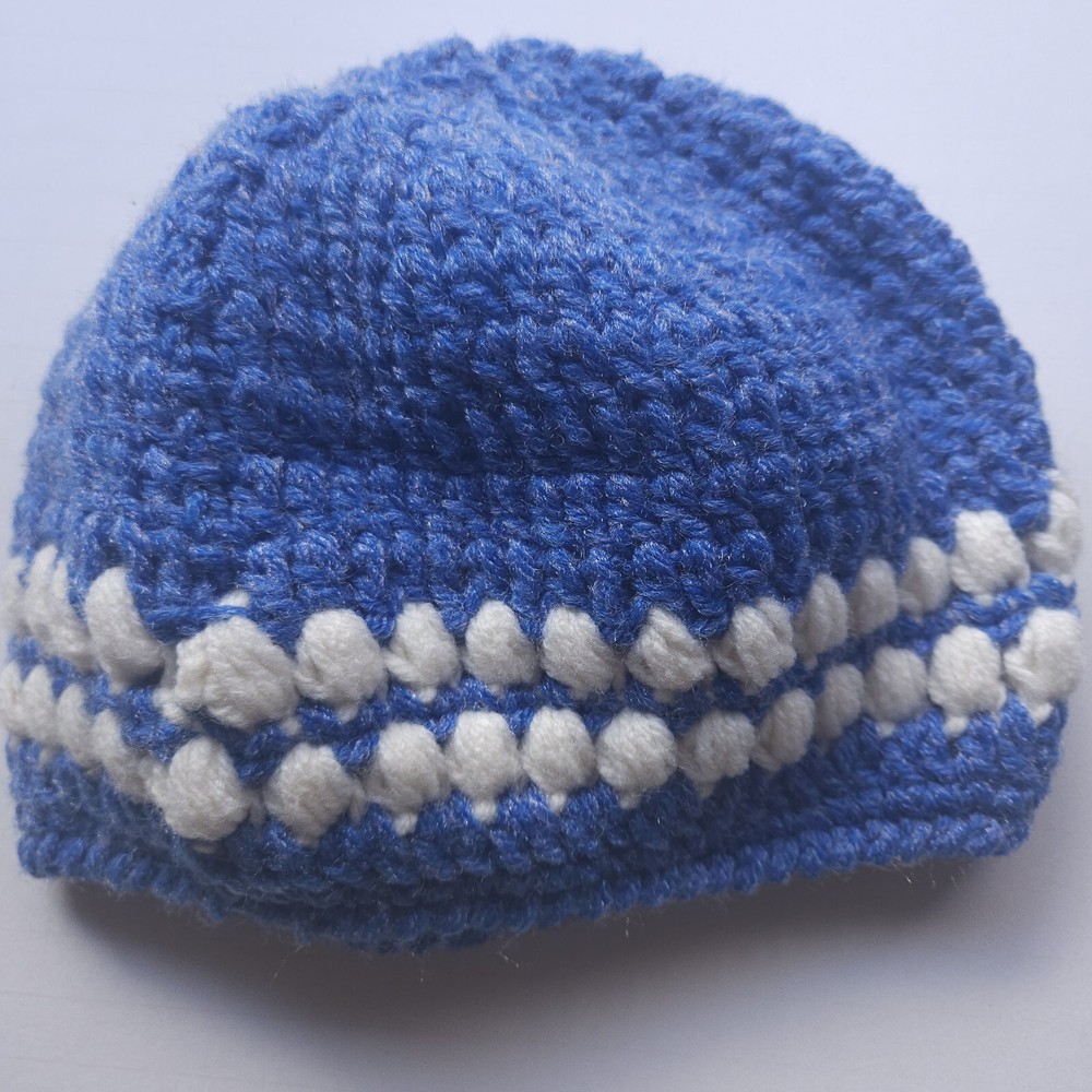 New Knitted Hat Beanie Blue Girl Boy Teen Adult Youth Heirloom Handmade Medium