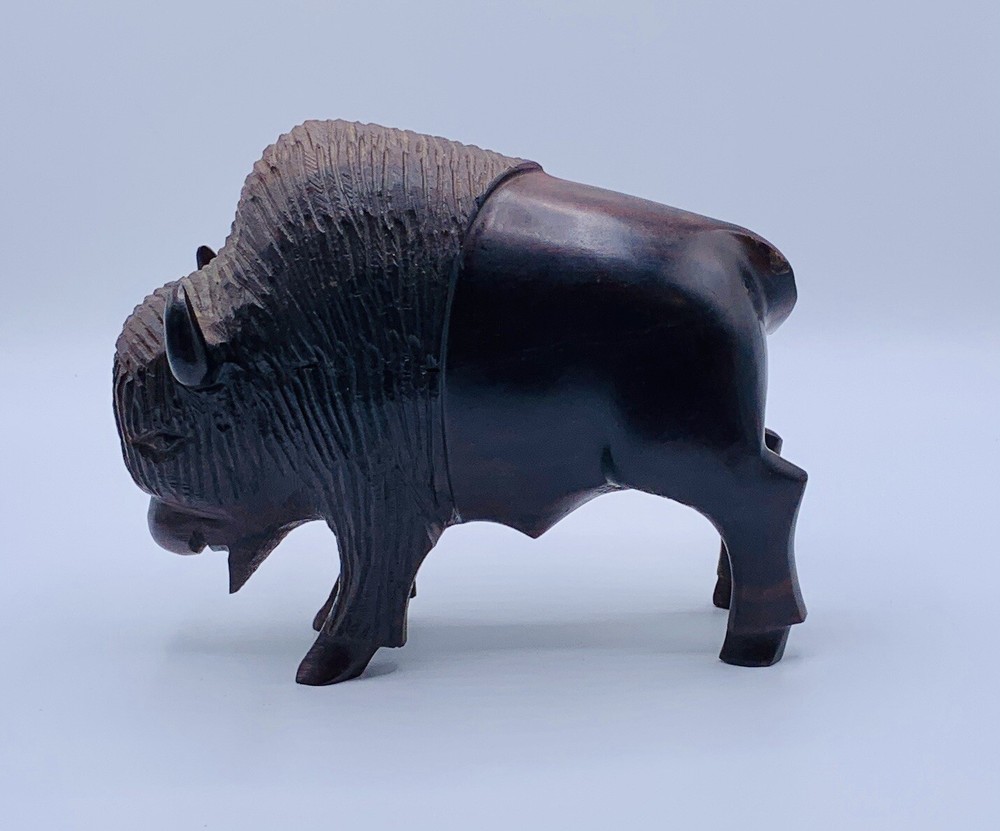 Vintage Handcarved Wooden Buffalo