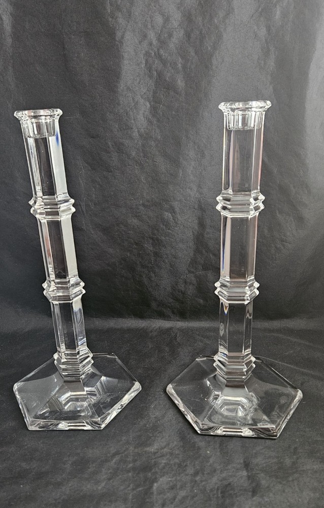 Vintage Tiffany & CO. Windham Two 11 In Tall Crystal Candlestick Holders Retired