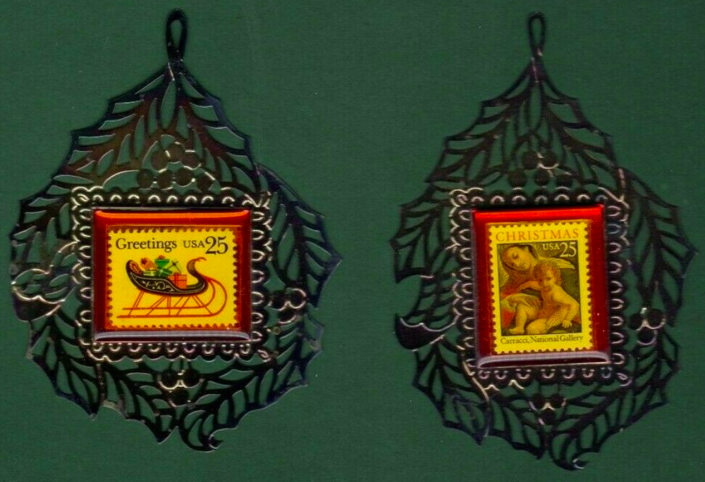 Christmas Ornaments USPS Official Vintage Postage Stamp Type of 1989