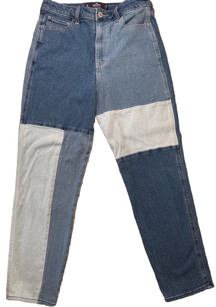 Hollister ultra high rise mom jean Colorblock Size 7R Blue Denim w28 x l27