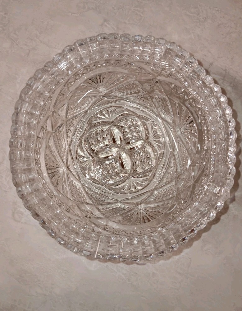 Vintage Cut Glass Saw Tooth Trinket Dish for Jewelry 4.25 Inch