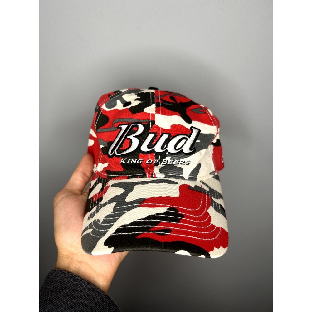 Vintage Nascar Dale Earnhardt Budweiser King of Beers Chase Authentics Camo Hat