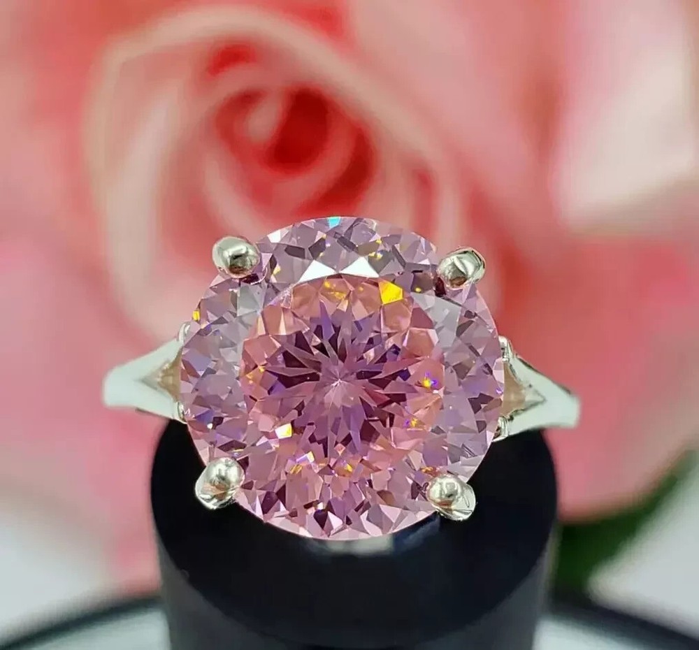 2.30 Ct Certified Portuguese Cut Treated Pink Diamond Ring White Gold Finish