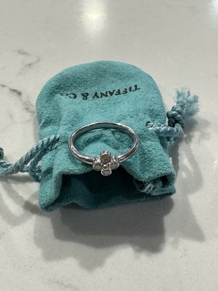 Tiffany Platinum Diamond Flower Ring Size 5