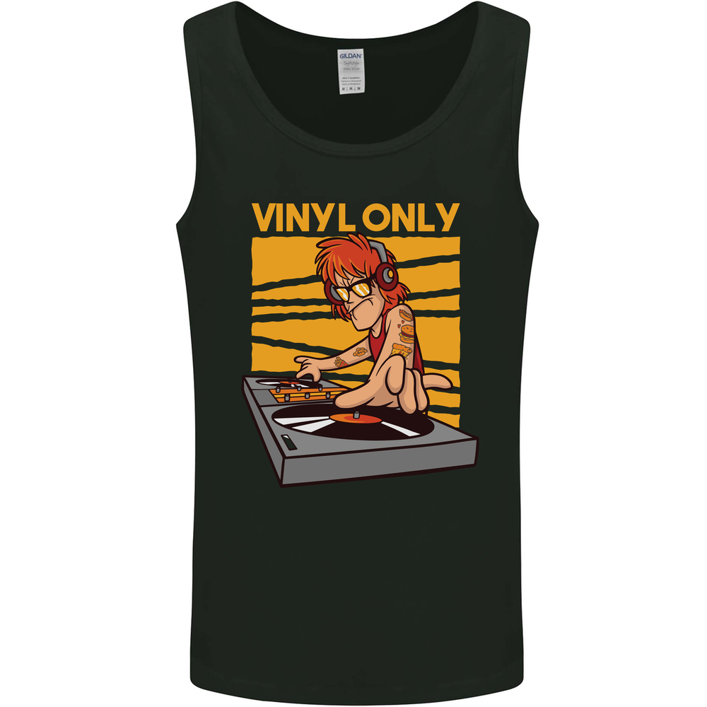 DJ Decks Vinyl Only Funny DJing Turntable Mens Vest Tank Top