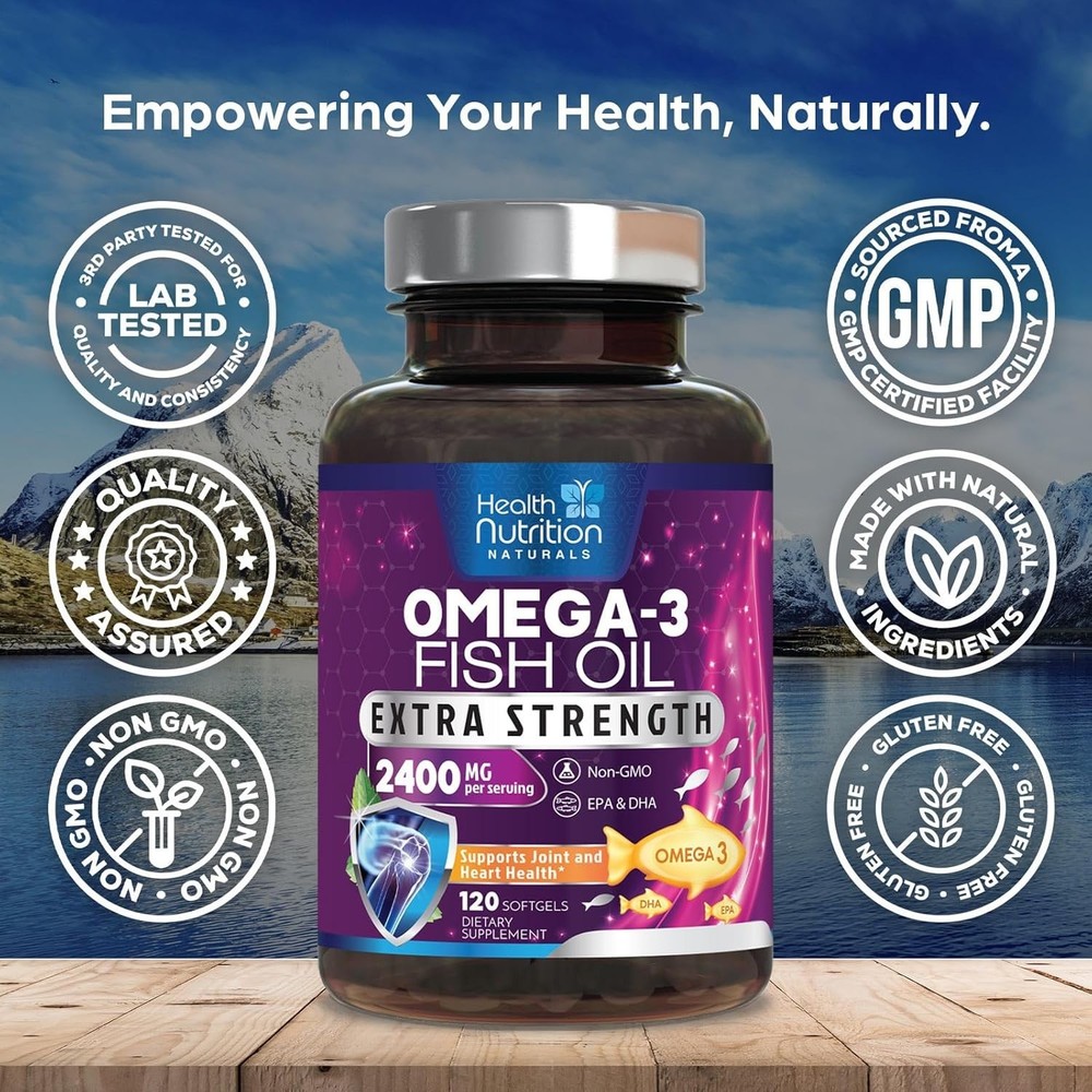 High-Potency Omega 3 Fish Oil 2400mg with EPA & DHA for Heart & Brain Health