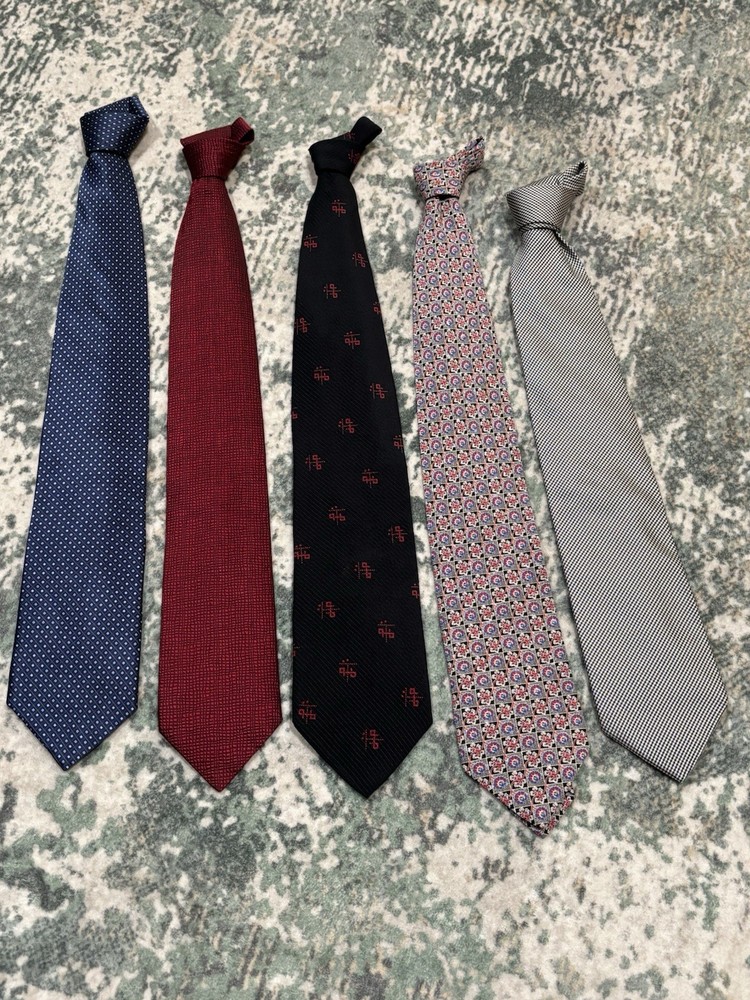 Luxury Necktie Bundle Lot of 5 Zegna Hermes Armani Brioni Burberry Silk