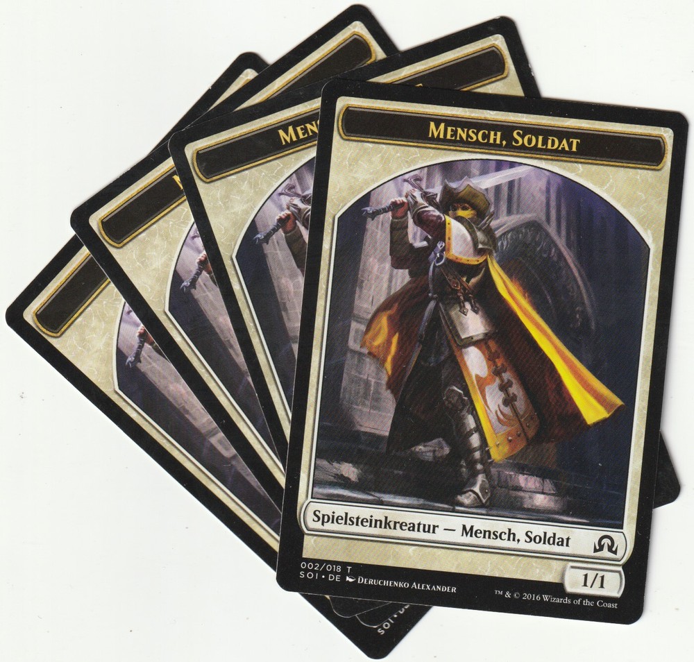 ✪ 4 MAGIC The Gathering HUMAN SOLDIER White Creature Tokens MTG PLAYSET SOI/EN