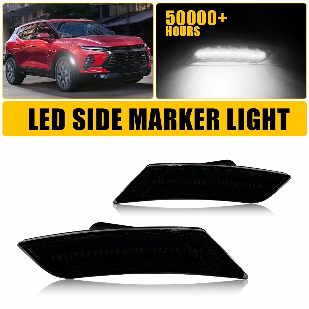 Black Lens White LED Bumper Side Marker Light Lamp For 2019-up Chevrolet Blazer