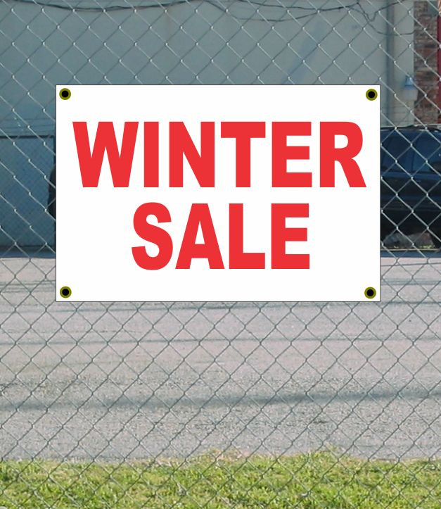 2x3 Red & White Winter Sale Banner Sign with Discounted Size & Price Plus Free Shipping Available Now