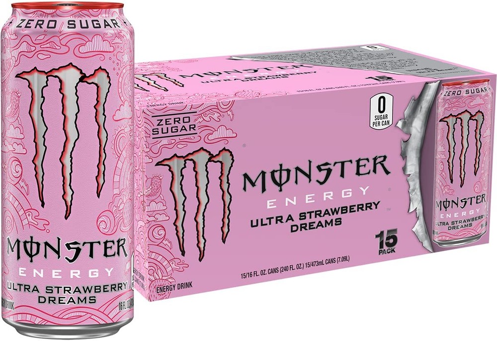 Monster Energy Ultra Strawberry Dreams Sugar Free Energy Drink 16 Ounce Pack ...