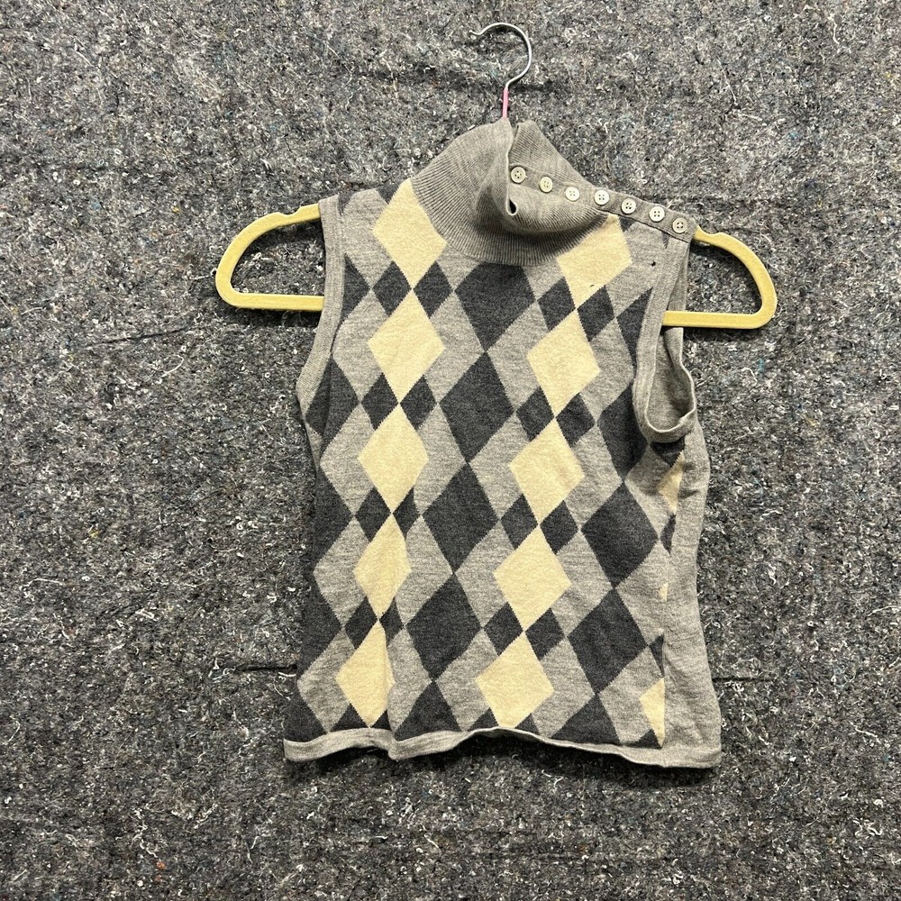 Banana Republic Grey Button Turtle Neck Sleeveless Sweater Vest for Women Size M