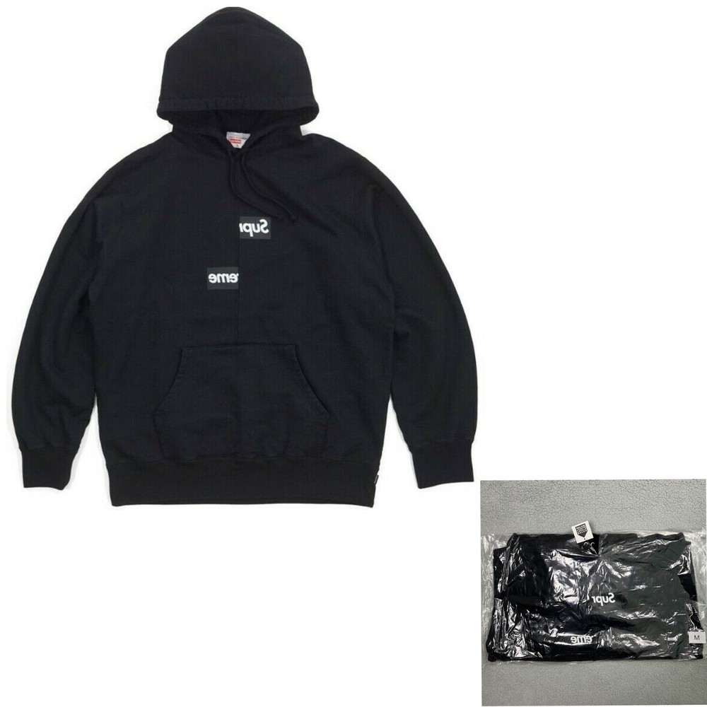 Supreme Comme Des Garcons Split Box Logo Hoodie Mens Medium Black CDG Sweatshirt