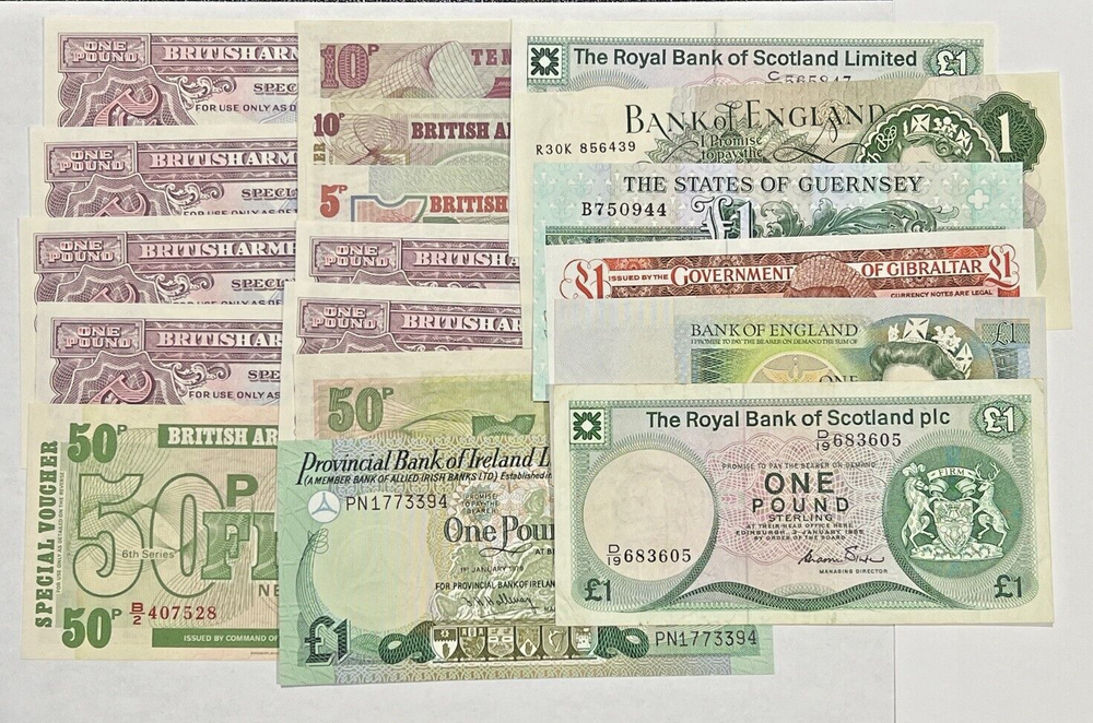 1948 -1985 - Lot of 18 Banknotes from Great Britain