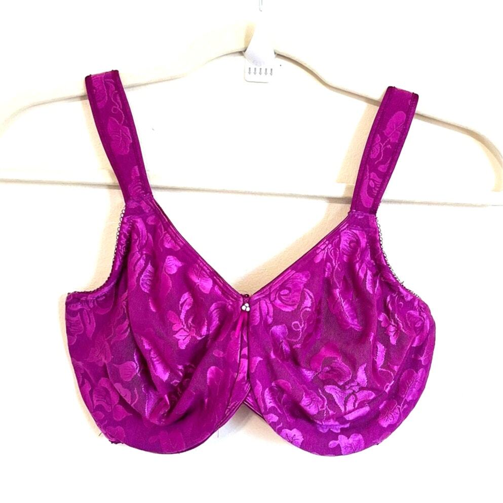 Wacoal Awareness Underwire Bra 34DDD Pink Floral Mesh Wide Strap 85567