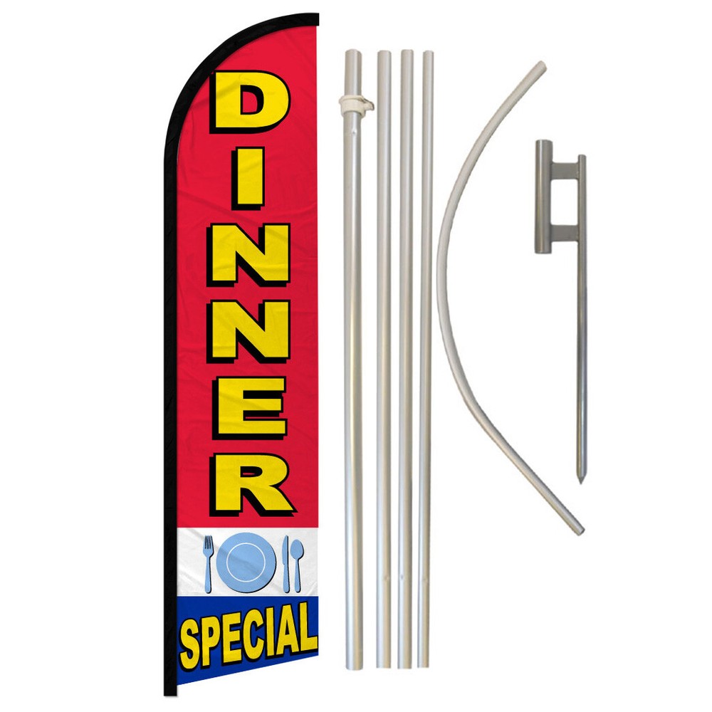Full Curve Windless Swooper Flag and Pole Kit for Restaurant Food Dinner Specials