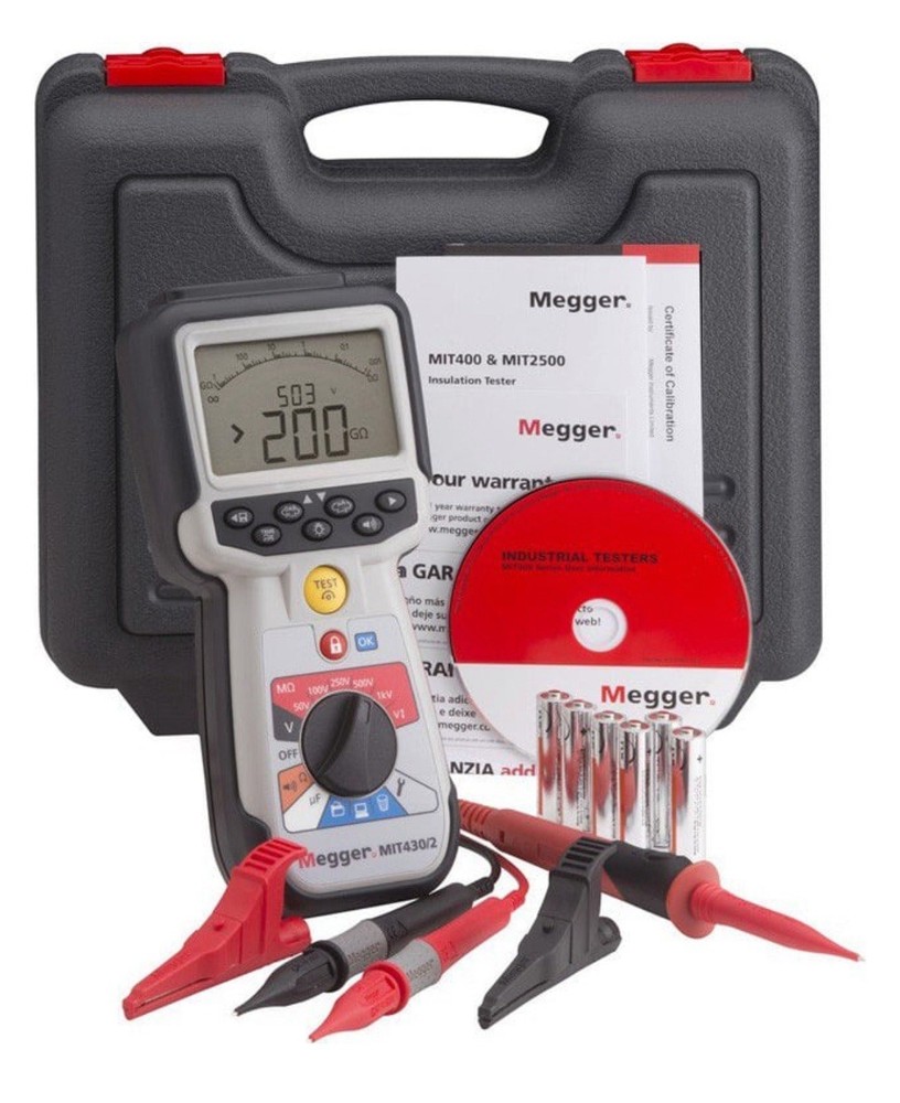 MEGGER MIT430/2 Megohmmeter, 50 to 1000V DC, Backlit LCD
