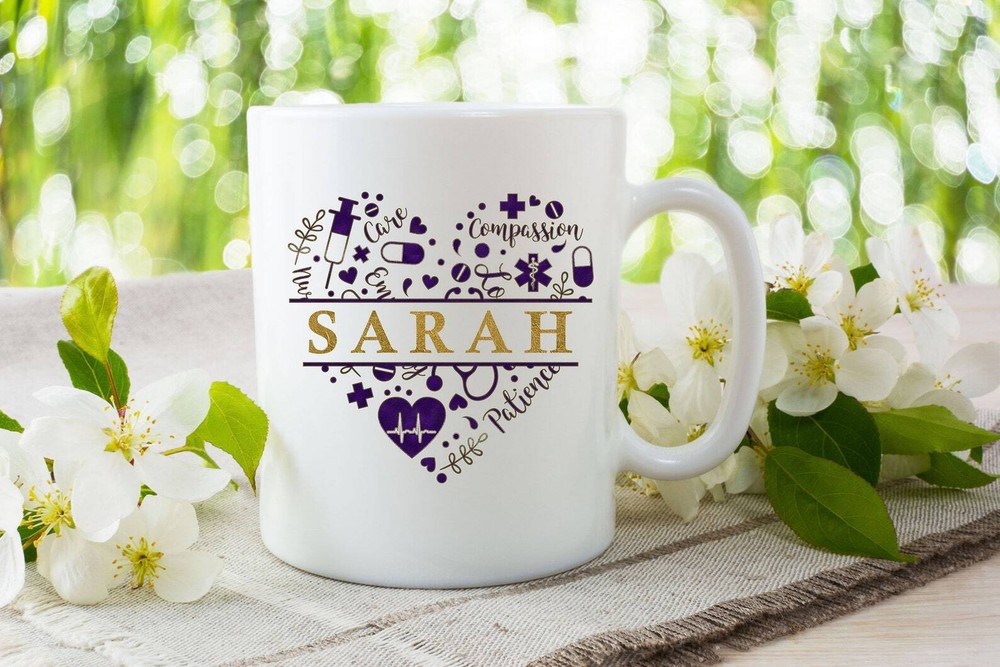 Personalized Nurse Coffee Mug With Heart Design