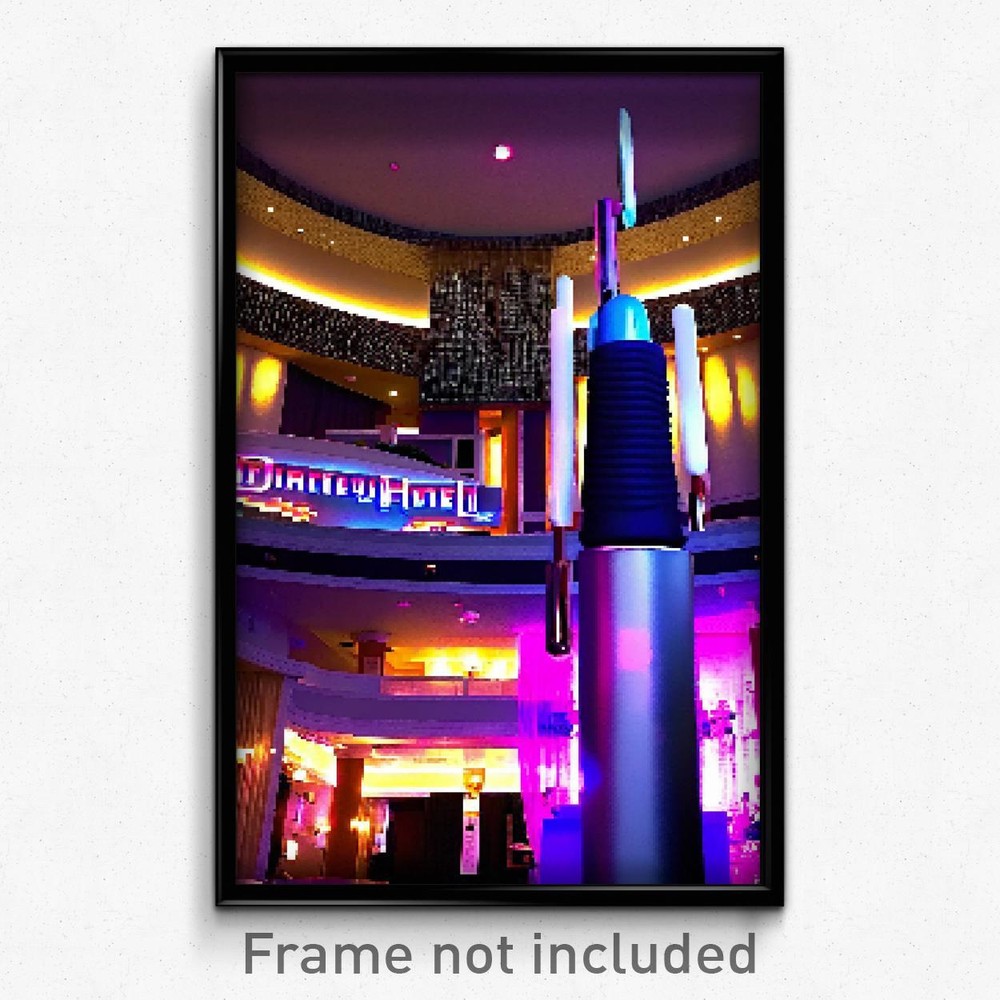 8 Bit Vibrating Hotel Pixel Art Psychedelic Trippy Video Game Poster