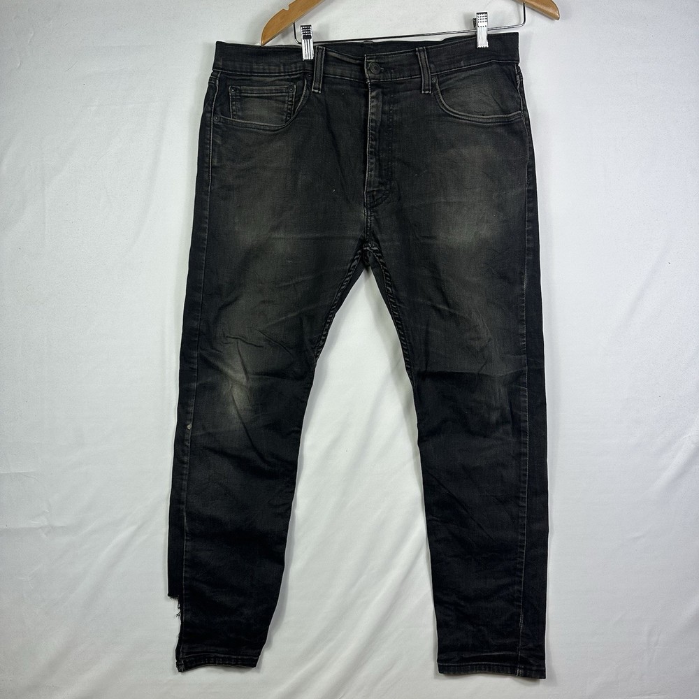 Levi's 512 Jeans Mens 36x30 Black Slim Fit Taper Leg Dark Wash Denim Stretch