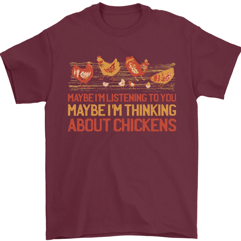 Funny Thinking About Chickens Farm Farmer Mens T-Shirt 100% Cotton
