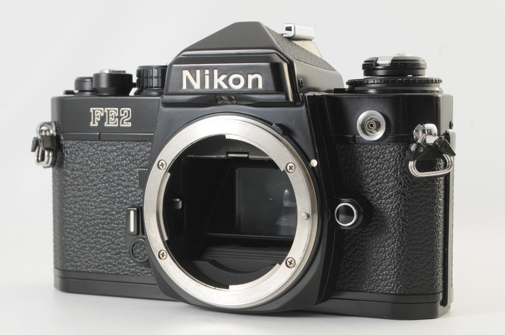 Nikon FE2 Black 35mm SLR Film Camera Body with MF-16 Data Back from Japan H009  