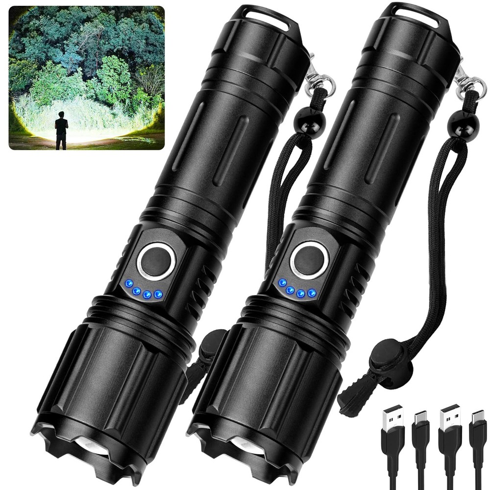 Rechargeable Flashlights High Lumen 2 Pack, 990000 Lumens Super Bright LED Fl...