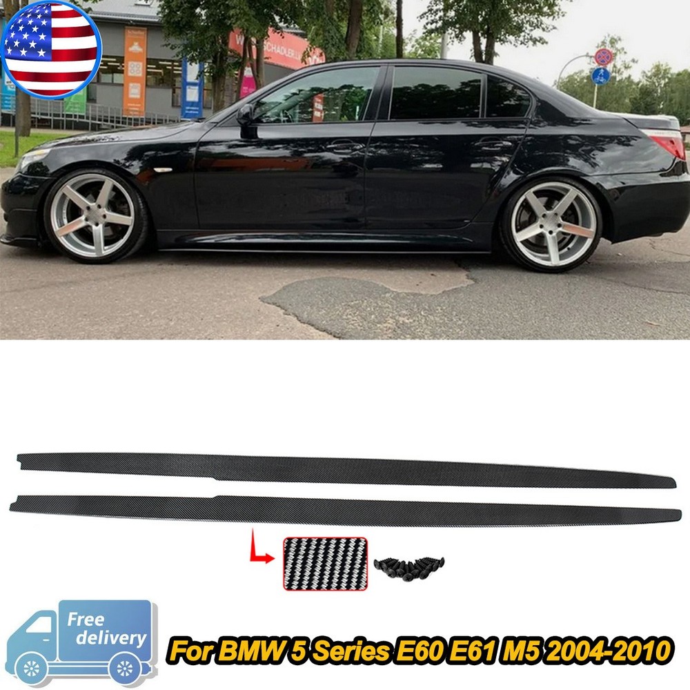 CARBON STYLE FITS BMW 5 SERIES E60 E61 M5 04-10 SIDE SKIRTS PANELS EXTENSION LIP