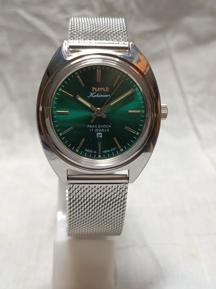 Hand Winding Vintage Hmt Kohinoor Green Dial Watch For Mens