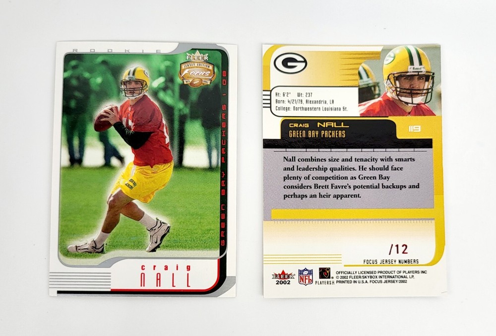 MINT #/12 JERSEY # RC 2002 Fleer Focus Edition Craig Nall #119 GREEN BAY PACKERS
