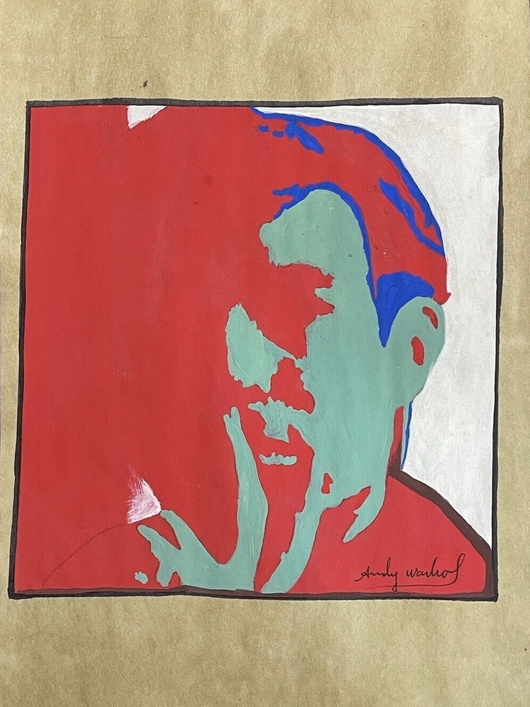 ANDY WARHOL Original Signed Drawing on Paper Vintage Art Painting with CoA