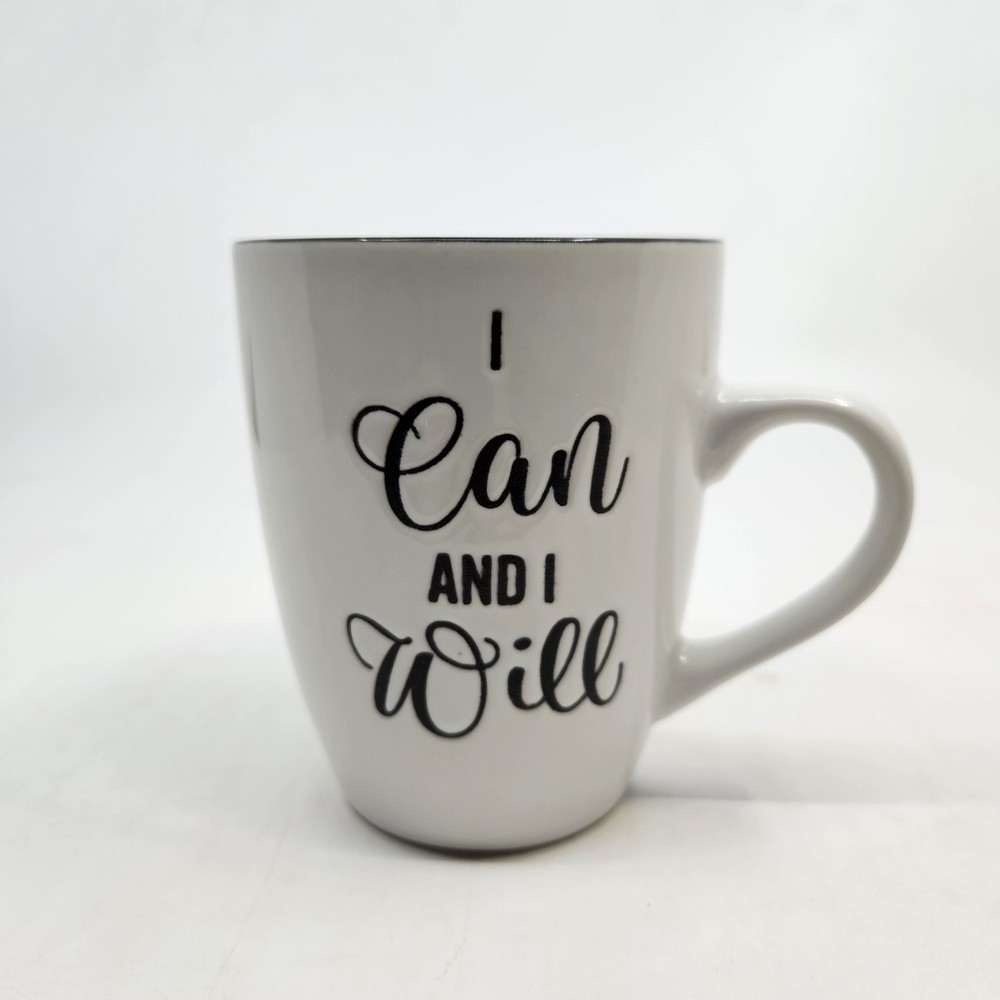 White Coffee Mug Black Inside I Can And I Will Burton Brand Pre-owned