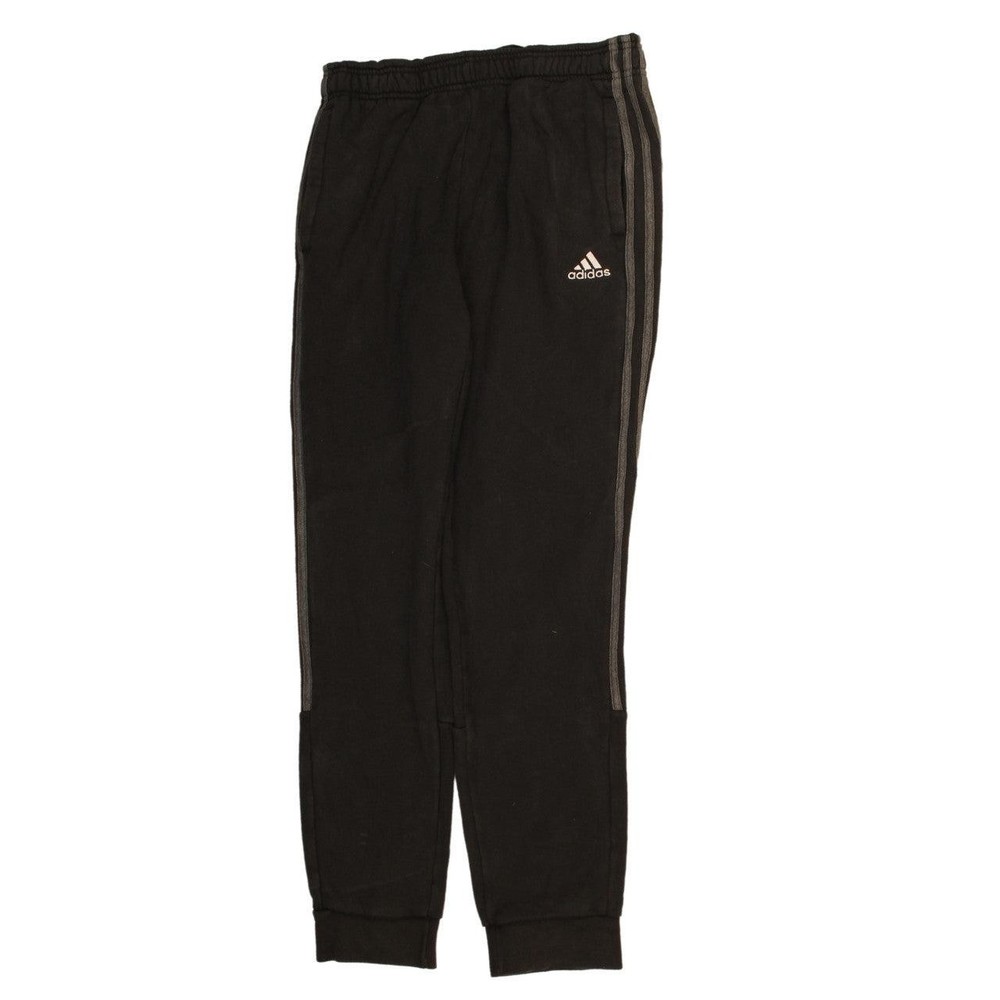 Adidas Mens Joggers Black Fleece Essentials Three Stripe Elastic Waist Pockets S