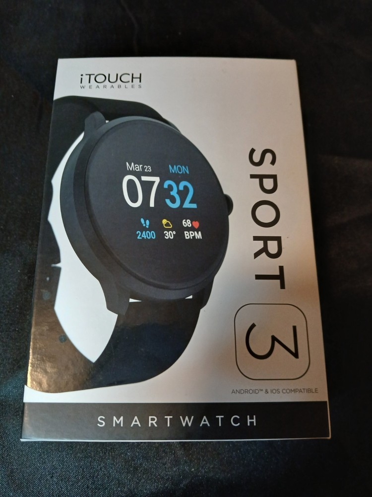 iTouch Sport 3 All Black Smartwatch with Fitness Tracking
